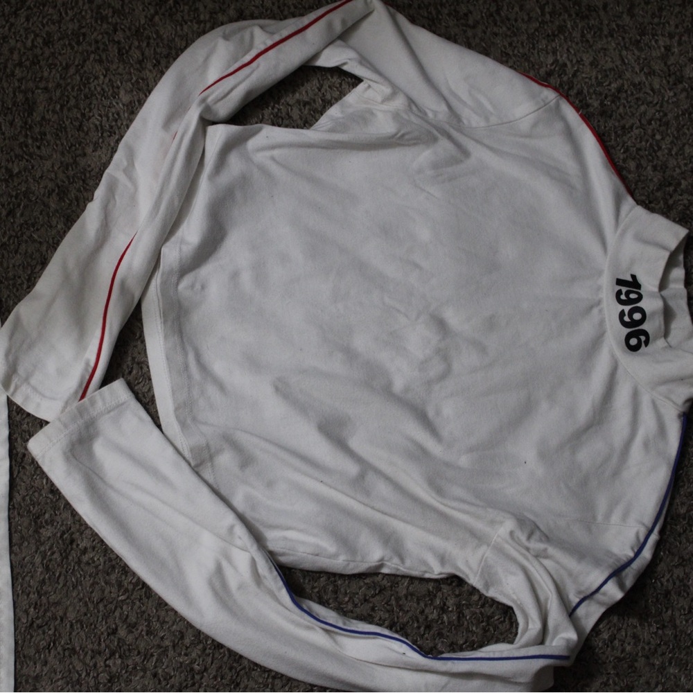 Forever 21 White Crop Top with 1996 Print